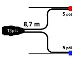 Kabeláž 8,7m/13-pól. zástrčka, s předními vývody QS150, baj5, Jokon