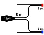 Kabeláž 8 m/13-pól. zástrčka, s předními vývody QS150, baj5, Jokon