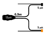 Kabeláž  6,9m/13-pól zástrčka, s předními vývody QS150, baj5, Jokon komp.