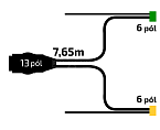 Kabeláž 7,65m/13-pól. zástrčka, s předními vývody QS150, baj6